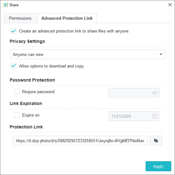 Synology Drive Share Link Advanced Settings